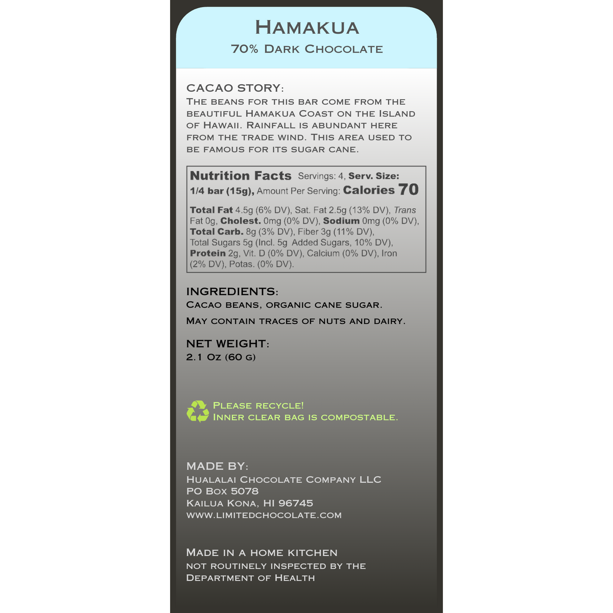 Hawaii Hamakua - 70% Dark Chocolate