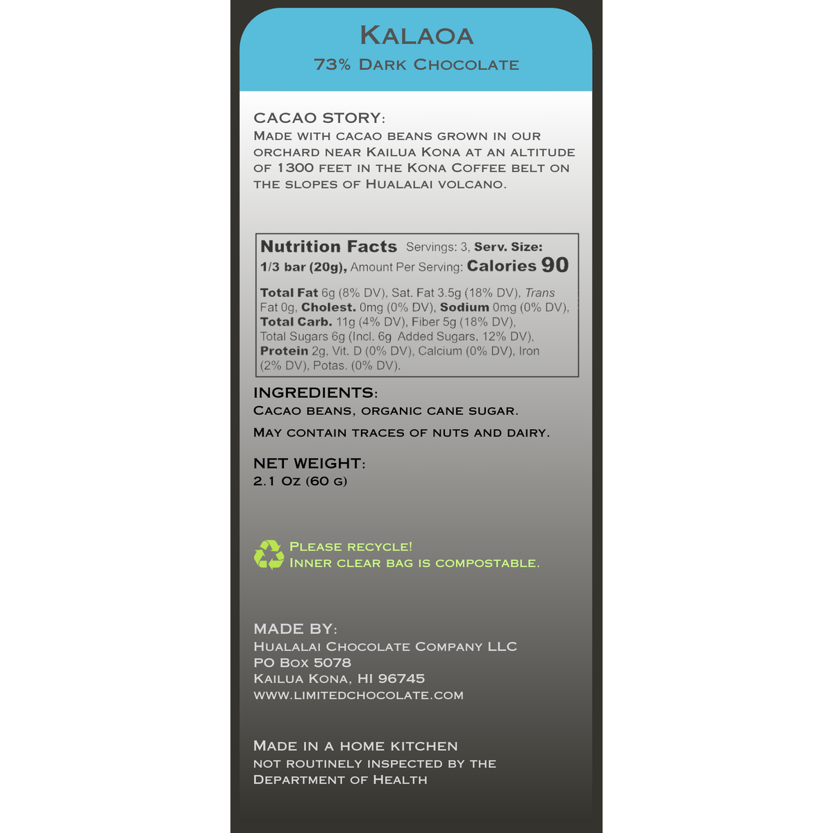 Hawaii Kalaoa - 73% Dark Chocolate
