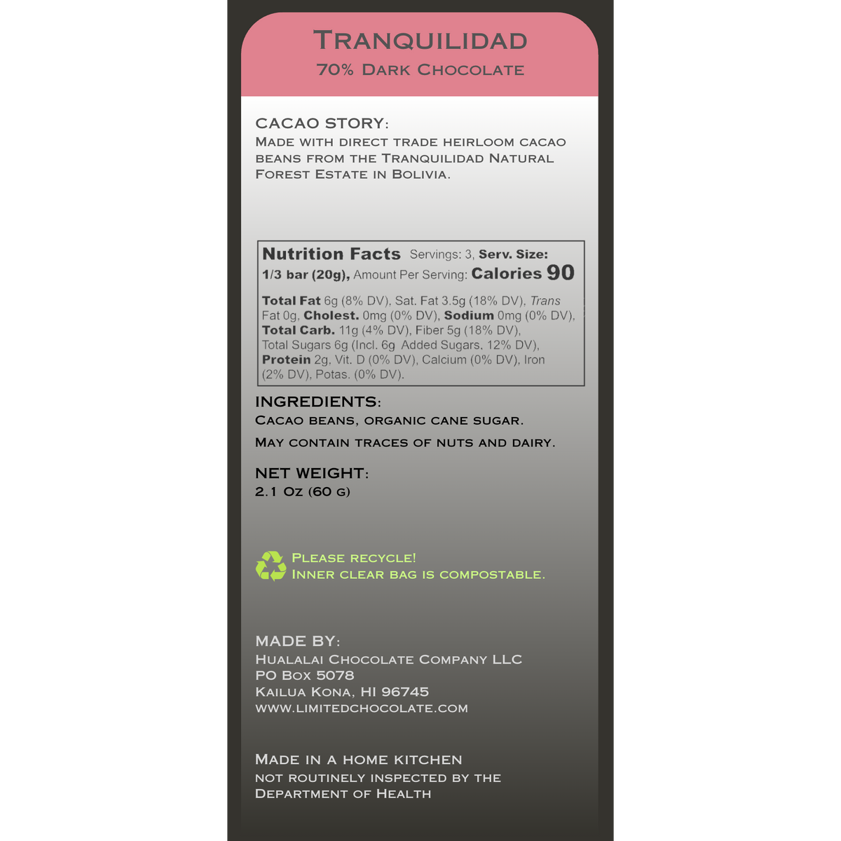Bolivia Tranquilidad - 70% Dark Chocolate